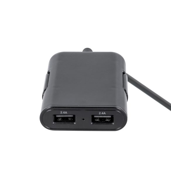 Maxlife MXCC-03 2x2 USB univerzális autós szivargyújtó töltő, gyorstöltő, utas adapterrel, fekete