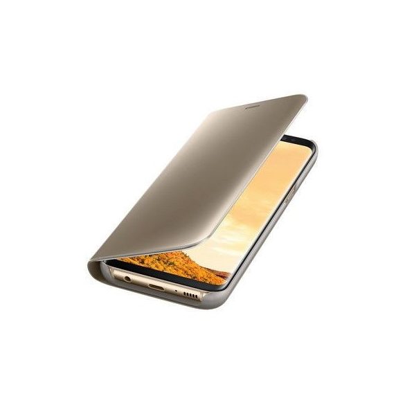 Clear View Case cover Xiaomi Redmi Note 8 Pro oldalra nyíló tok, arany