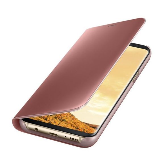 Clear View Case cover Samsung Galaxy A50/A30/A50s/A30s oldalra nyíló tok, rózsaszín