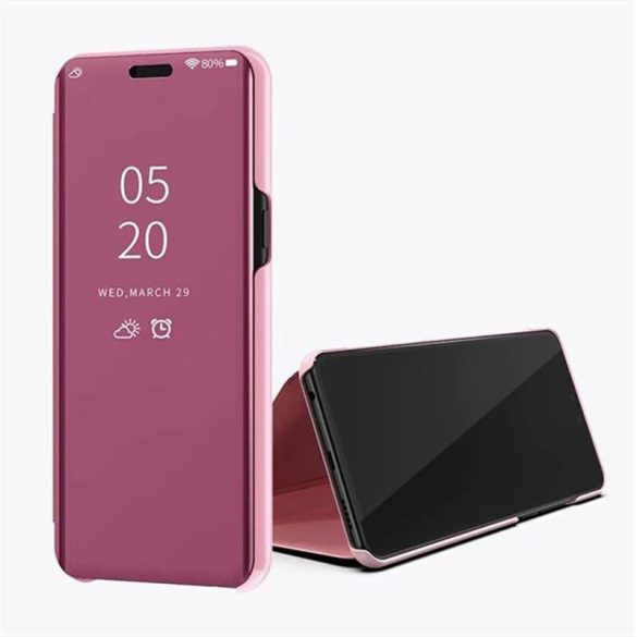 Clear View Case cover Xiaomi Redmi Note 7 oldalra nyíló tok, rózsaszín