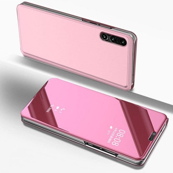 Clear View Case cover Huawei P40 Lite E/Y7P oldalra nyíló tok, rózsaszín