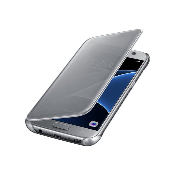 Clear View Case cover Huawei P40 Lite E/Y7P oldalra nyíló tok, ezüst
