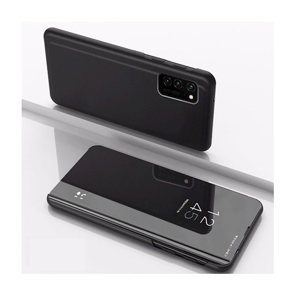 Clear View Case cover Xiaomi Mi 10 Lite oldalra nyíló tok, fekete