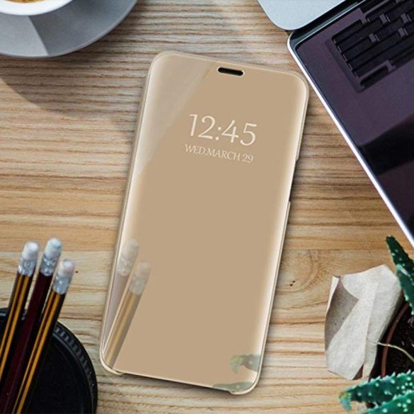 Clear View Case cover Xiaomi Mi 10T 5G/Mi 10T Pro 5G oldalra nyíló tok, arany