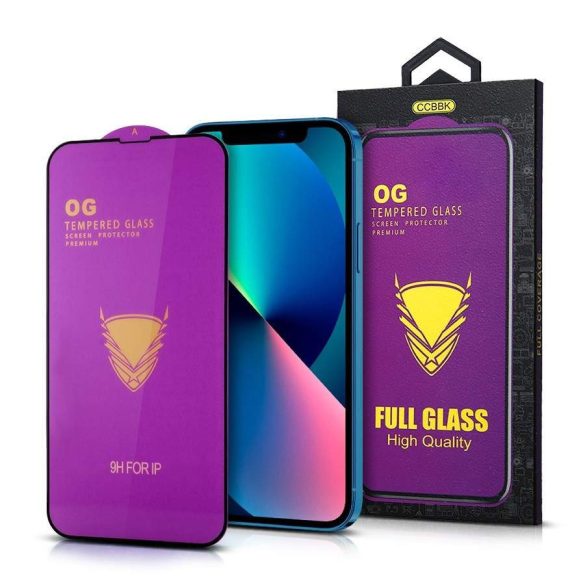 OG Premium Samsung Galaxy A13 4G/5G teljes kijelzős edzett üvegfólia, 5D, fekete