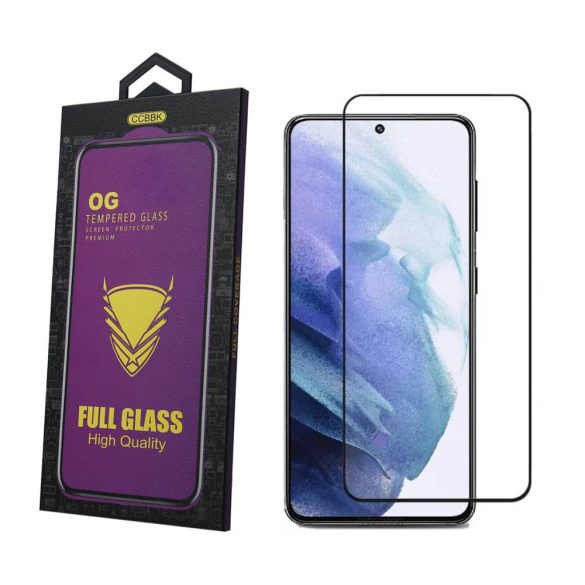 OG Premium Samsung Galaxy A22 5G 5D Full Glue teljes kijelzős üvegfólia (tempered glass) 9H keménységű, fekete