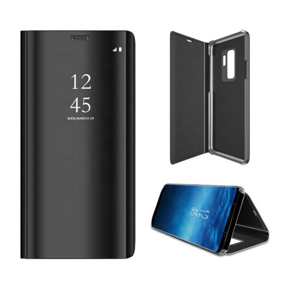 Clear View Case cover Samsung Galaxy A14 4G/A14 5G oldalra nyíló tok, fekete