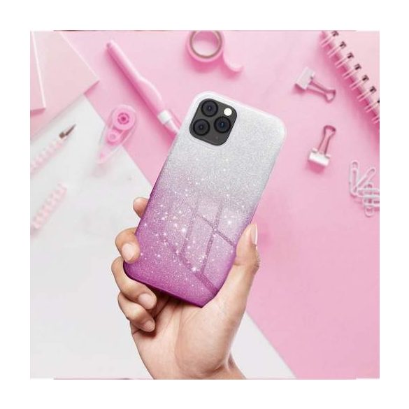 Glitter 3in1 Case Huawei P40 Lite E/Y7P hátlap, tok, ezüst-rózsaszín