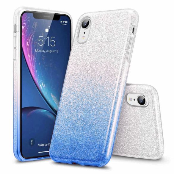 Glitter 3in1 Case Huawei P Smart (2020) hátlap, tok, ezüst-kék