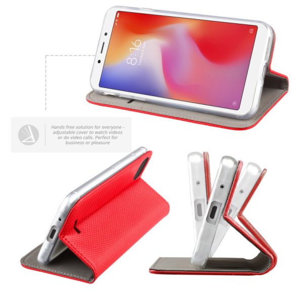 Smart Magnet LG K62 oldalra nyíló tok, piros