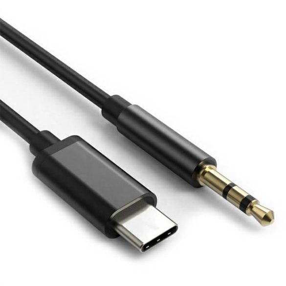 AUX 3.5mm jack audió/USB-C kábel, fekete