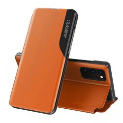   Eco Leather View Case Samsung Galaxy A12 oldalra nyíló tok, narancssárga
