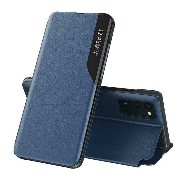 Eco Leather View Case Samsung Galaxy A72 4G/5G oldalra nyíló tok, sötétkék