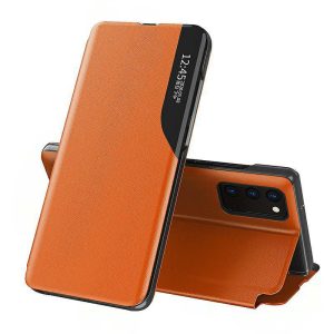 Eco Leather View Case Samsung Galaxy A03s oldalra nyíló tok, narancssárga