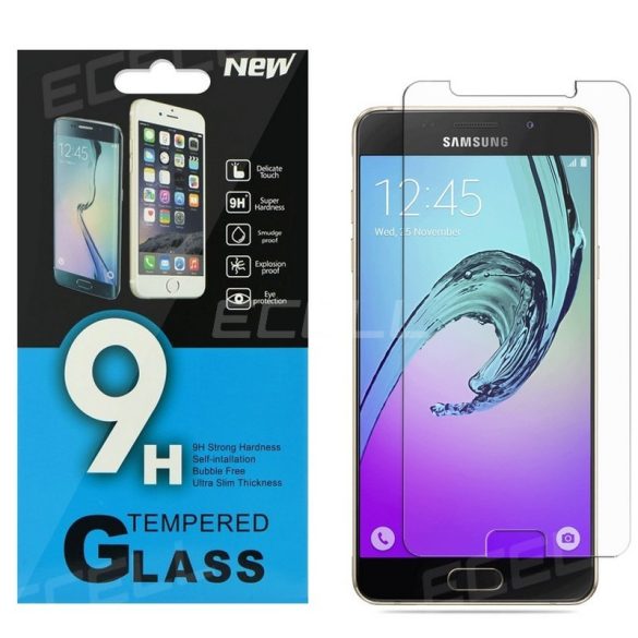 Samsung Galaxy A5 (2016) kijelzővédő edzett üvegfólia (tempered glass) 9H keménységű (nem teljes kijelzős 2D sík üvegfólia), átlátszó