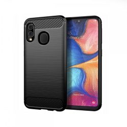   Carbon Case Flexible Samsung Galaxy A20e hátlap, tok, fekete