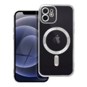   Electro Mag iPhone 12 Magsafe kompatibilis kameravédős hátlap, tok, ezüst-átlátszó