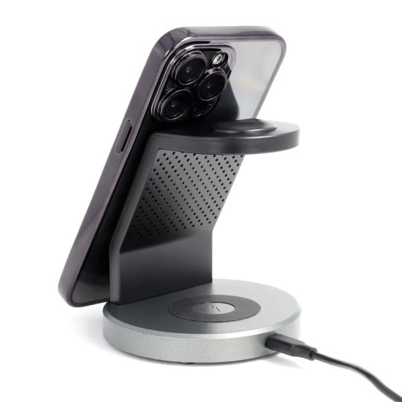 Electro Mag iPhone 12 Magsafe kompatibilis kameravédős hátlap, tok, fekete-átlátszó