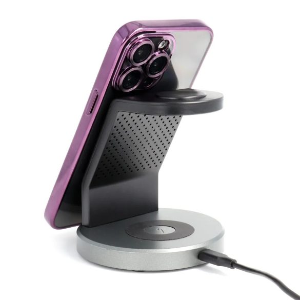 Electro Mag iPhone 13 Magsafe kompatibilis kameravédős hátlap, tok, lila-átlátszó