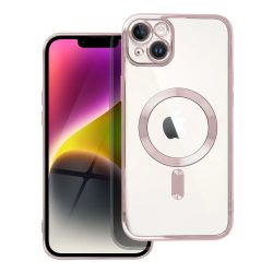   Electro Mag iPhone 14 Plus Magsafe kompatibilis kameravédős hátlap, tok, rozé arany-átlátszó