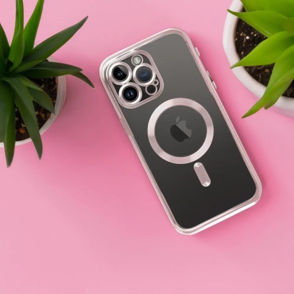 Electro Mag iPhone 11 Magsafe kompatibilis kameravédős hátlap, tok, rozé arany-átlátszó