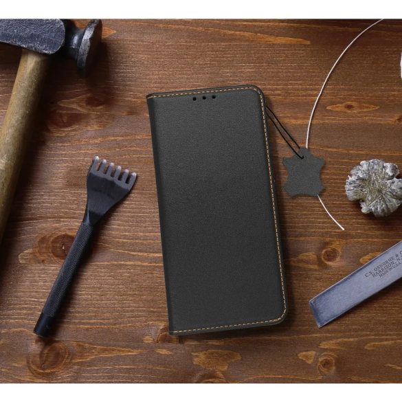 Genuine Leather Smart Pro iPhone 11 eredeti bőr oldalra nyíló tok, fekete