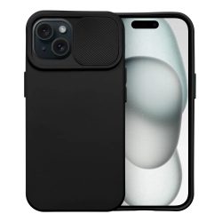 Slide Case iPhone 15 szilikon hátlap, tok, fekete