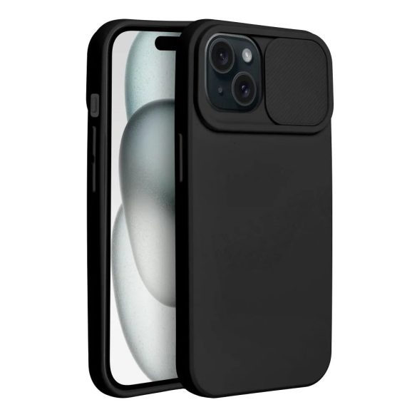 Slide Case iPhone 15 szilikon hátlap, tok, fekete