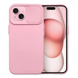   Slide Case iPhone 15 szilikon hátlap, tok, világos rózsaszín