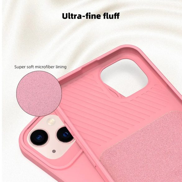 Slide Case iPhone 15 szilikon hátlap, tok, világos rózsaszín
