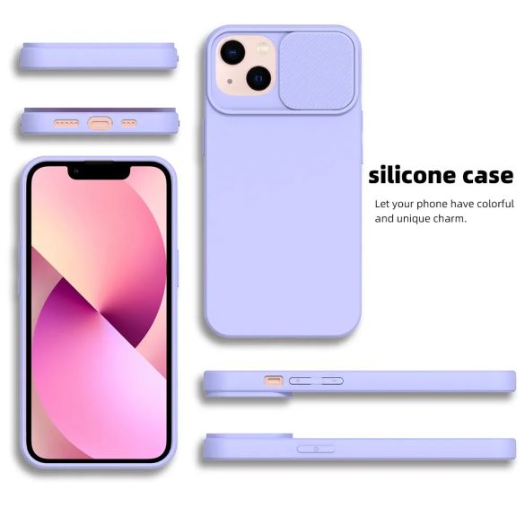Slide Case iPhone 15 Pro szilikon hátlap, tok, lila