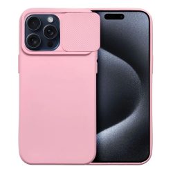   Slide Case iPhone 15 Pro Max szilikon hátlap, tok, világos rózsaszín