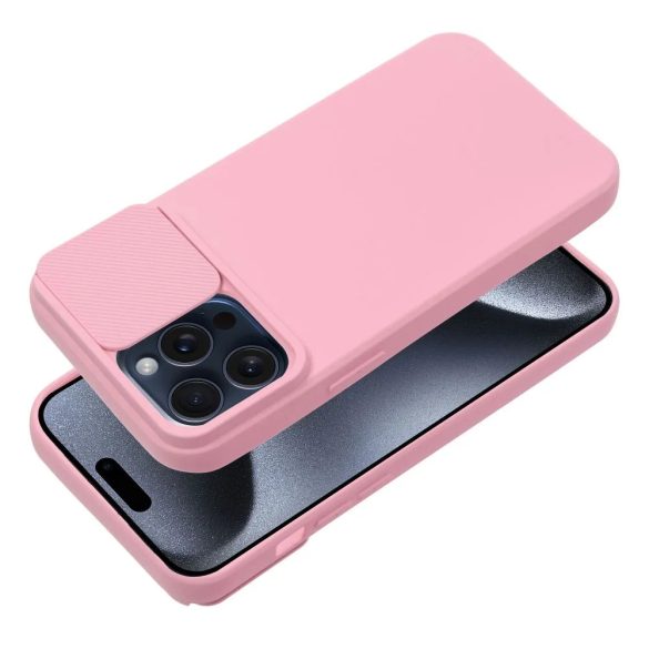 Slide Case iPhone 15 Pro Max szilikon hátlap, tok, világos rózsaszín