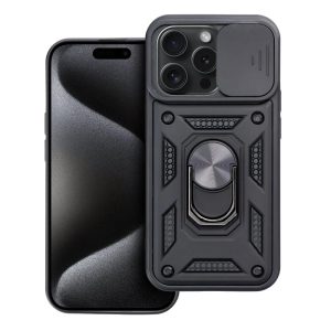 Slide Camera Armor Case iPhone 15 Pro ütésálló hátlap, tok, fekete