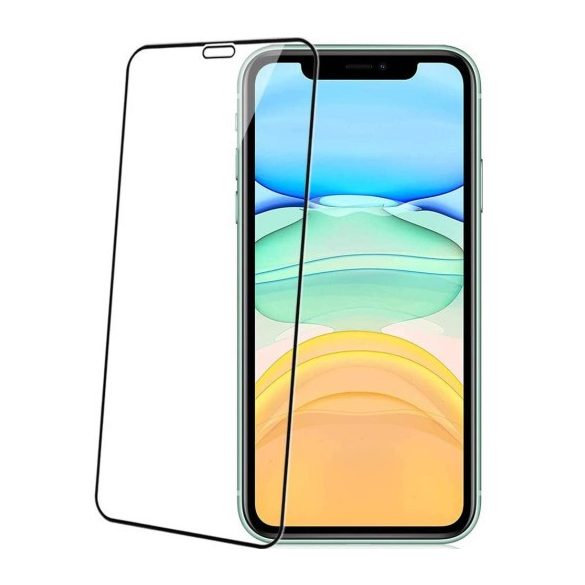 iPhone Xr/11 5D Full Glue teljes kijelzős edzett üvegfólia (tempered glass) 9H keménységű, fekete