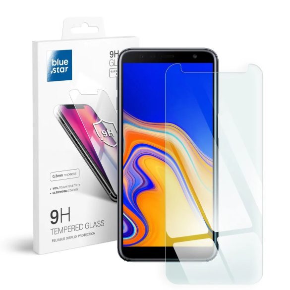 Blue Star Samsung Galaxy J6 Plus (2018) kijelzővédő edzett üvegfólia (2D nem teljes kijelzős sík üvegfólia), 9H, átlátszó