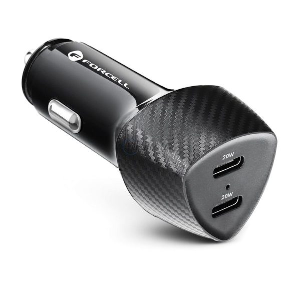 Forcell CC50-2C univerzális autós szivargyújtó töltő, 2xUSB-C (20W) fekete