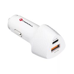   Forcell CC50-1A1C univerzális autós szivargyújtó töltő,USB (18W)+USB-C (20W), fehér