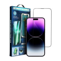   iPhone 13/13 Pro/14 5D Full Glue teljes kijelzős edzett üvegfólia (tempered glass) 9H keménységű, fekete