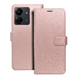   Mezzo Mandala Xiaomi Redmi 13C/Poco C65 oldalra nyíló tok, rozé arany