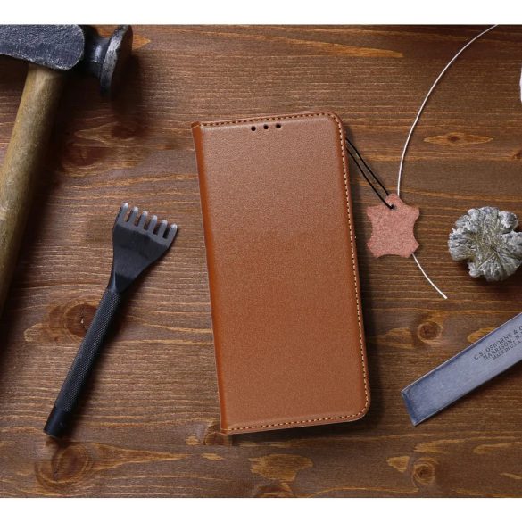 Genuine Leather Smart Pro Xiaomi Redmi 13C/Poco C65 eredeti bőr oldalra nyíló tok, barna