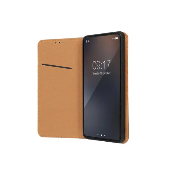 Genuine Leather Smart Pro Xiaomi Redmi 13C/Poco C65 eredeti bőr oldalra nyíló tok, barna