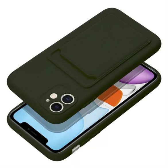 Card Case Silicone iPhone 11 hátlap, tok, zöld