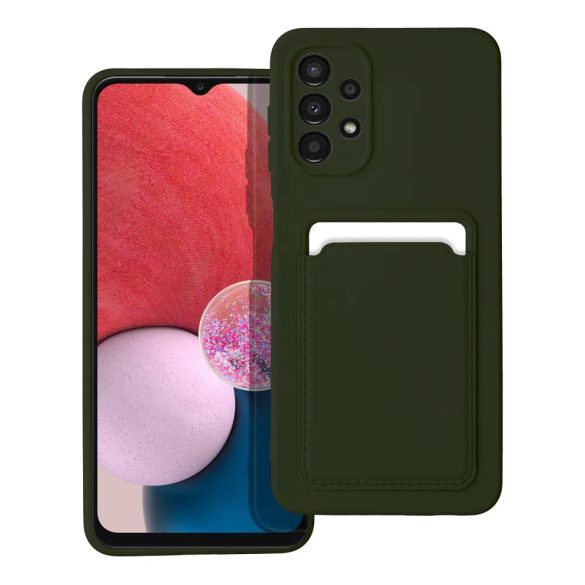 Card Case Silicone Samsung Galaxy A13 5G/A04S hátlap, tok, sötétzöld