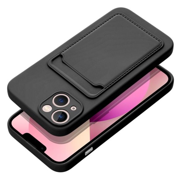 Card Case Silicone iPhone 14 Plus hátlap, tok, fekete