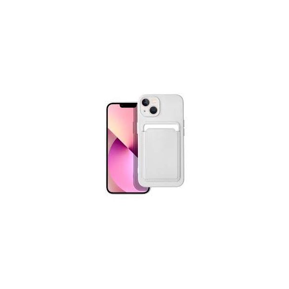 Card Case Silicone iPhone 14 Plus hátlap, tok, fehér