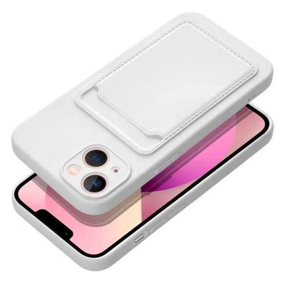 Card Case Silicone iPhone 14 Plus hátlap, tok, fehér