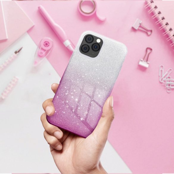 Glitter 3in1 Case Xiaomi Redmi 9C hátlap, tok, ezüst-rózsaszín