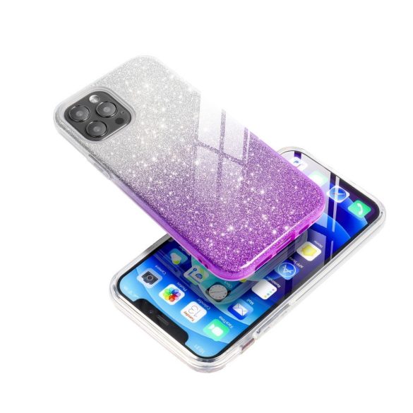 Glitter 3in1 Case Samsung Galaxy A22 5G hátlap, tok, ezüst-lila