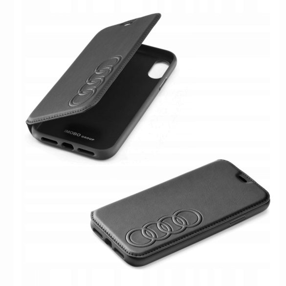 Audi Leather Folio Case iPhone 8 Plus oldalra nyíló tok, fekete